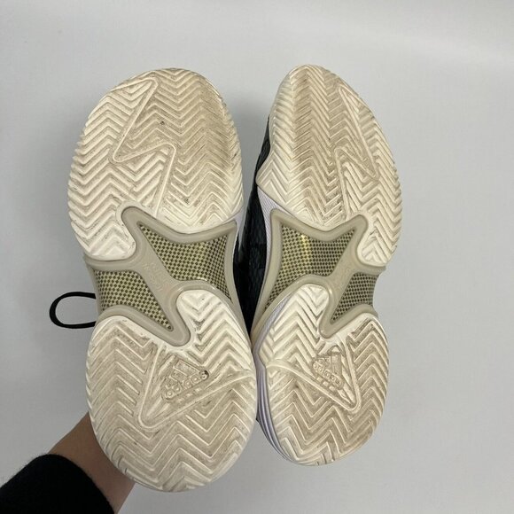 adidas Women's Barricade 12 Tennis Shoe 6.5 Black/Gold Metallic/Carbon - Picture 4 of 9